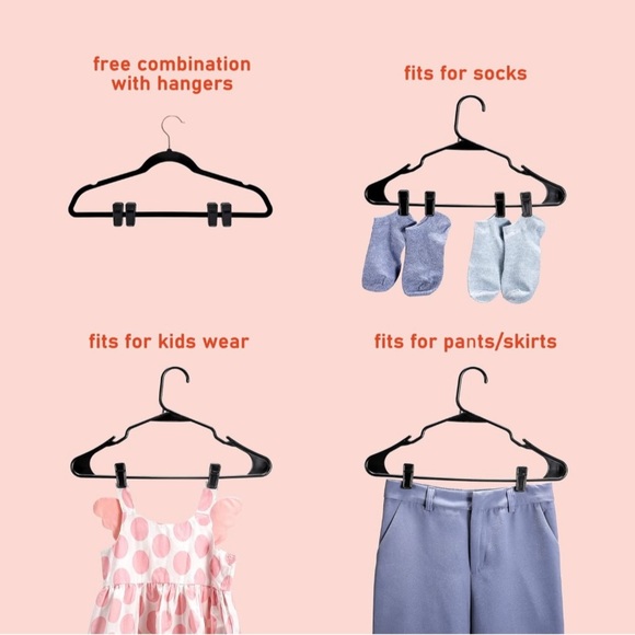 NEW in Package Black Slimline Hanger Finger Clips 20 Ct  *More Available - Picture 5 of 15